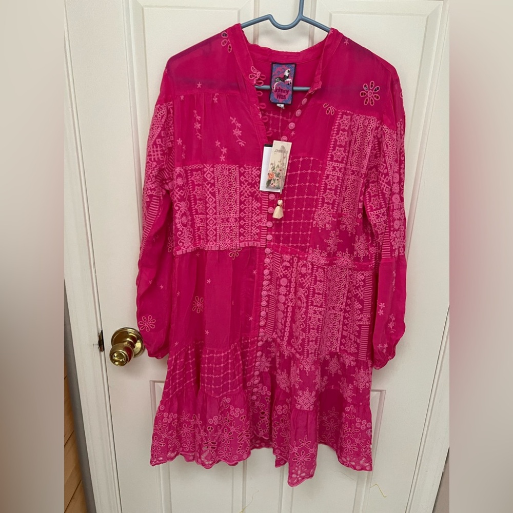 Johnny Was Womens Lexan Dress Embroidered Long-Sleeve Size Large NWT